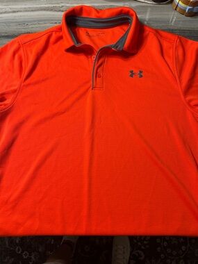 NWOT Under Amour neon Under Armour Men’s Bright Orange Polo as L Men’s Polo